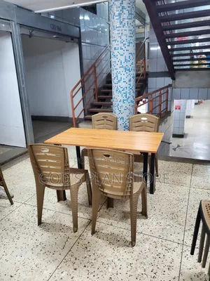 Golden Plastic Chairs and Table Set for Unique Dining