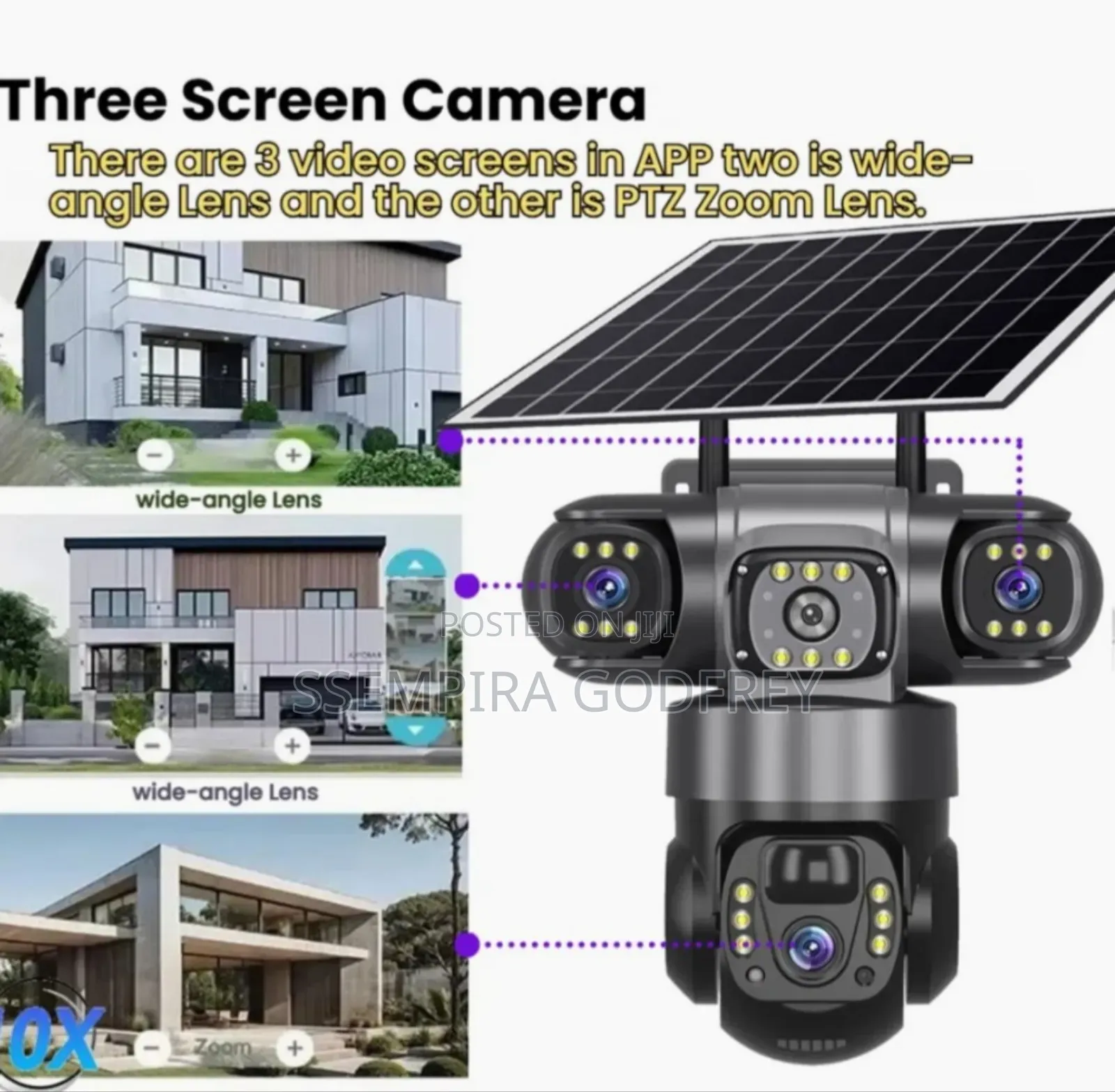 Trimple Lens Solar Security Camera