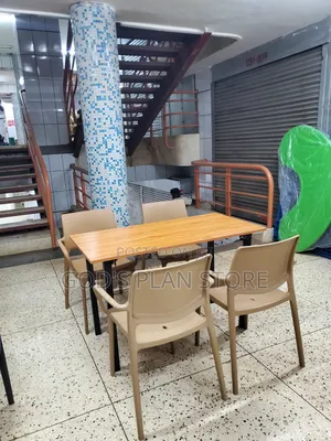 Armed Plastic Chairs and Wooden Foldable Table