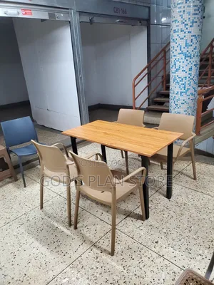 Armed Plastic Chairs and Wooden Foldable Table