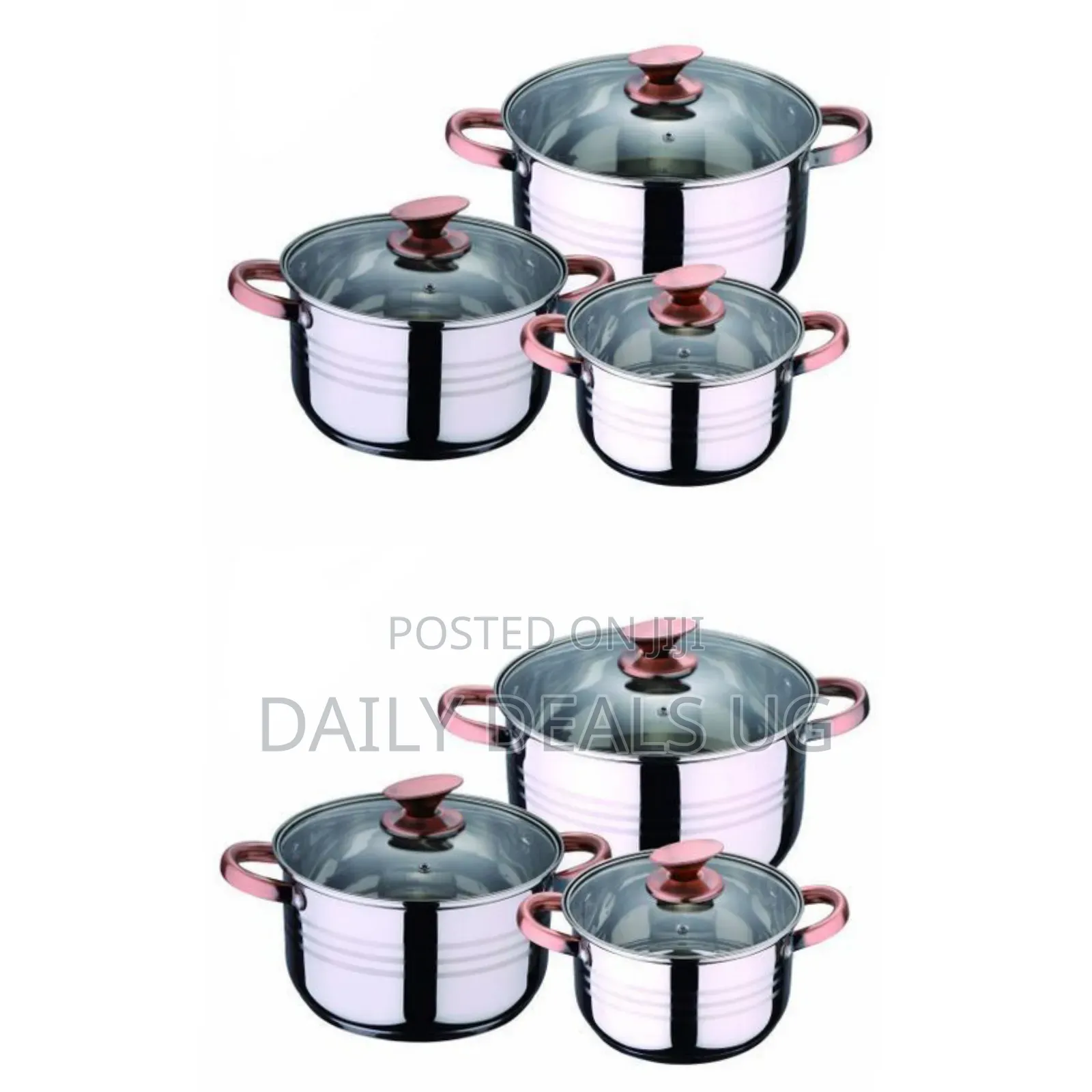 3 Piece Stainless Steel Saucepans/Cookware Pots- Silver