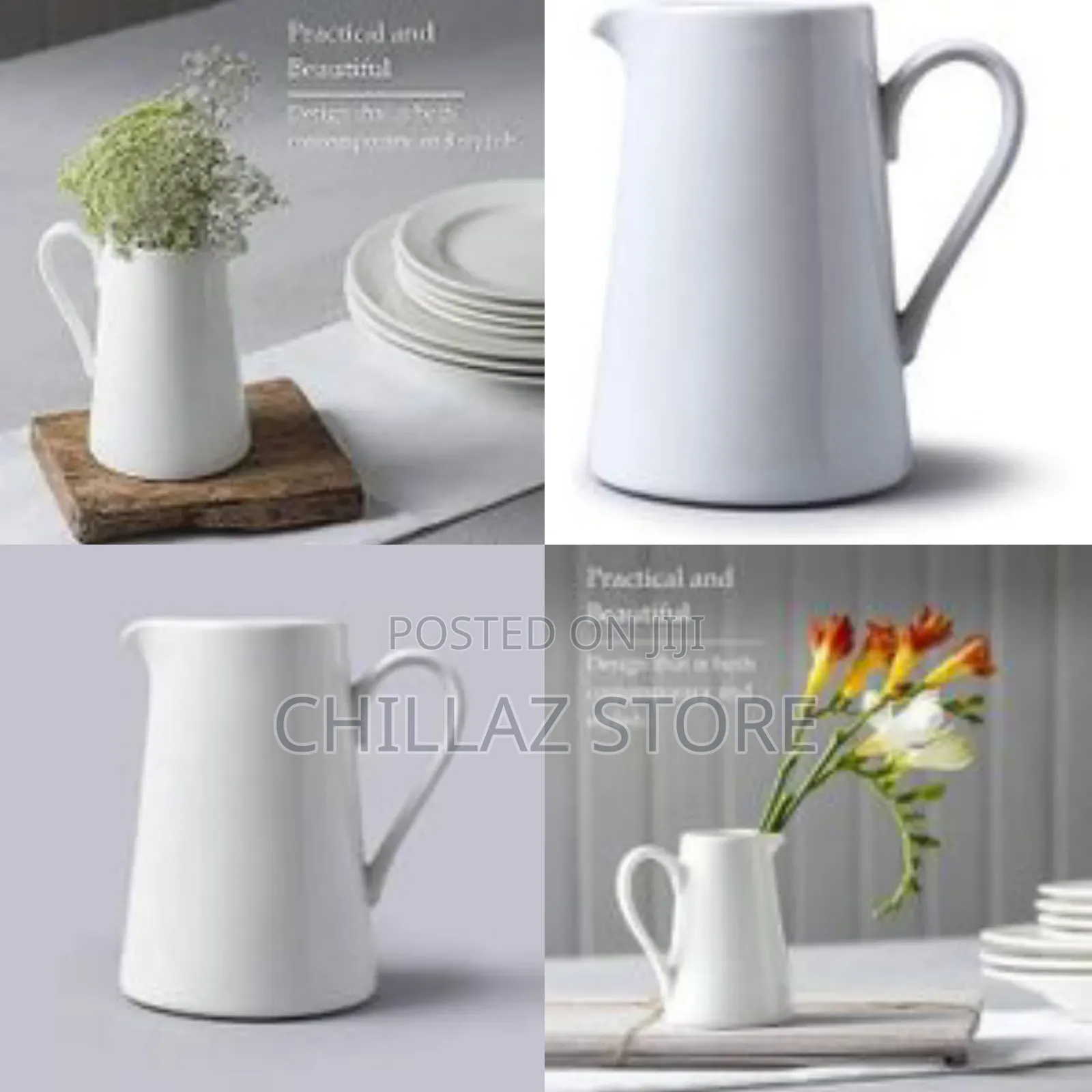 White Ceramic Flower Vases.