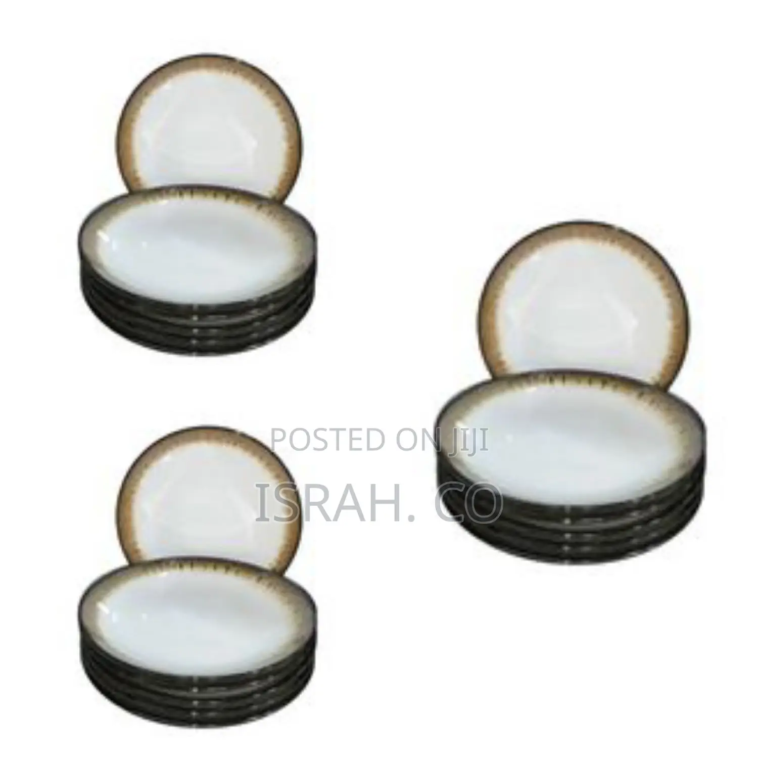 Brown Band Ceramic Serving Dinner Plates Set of 6, 10