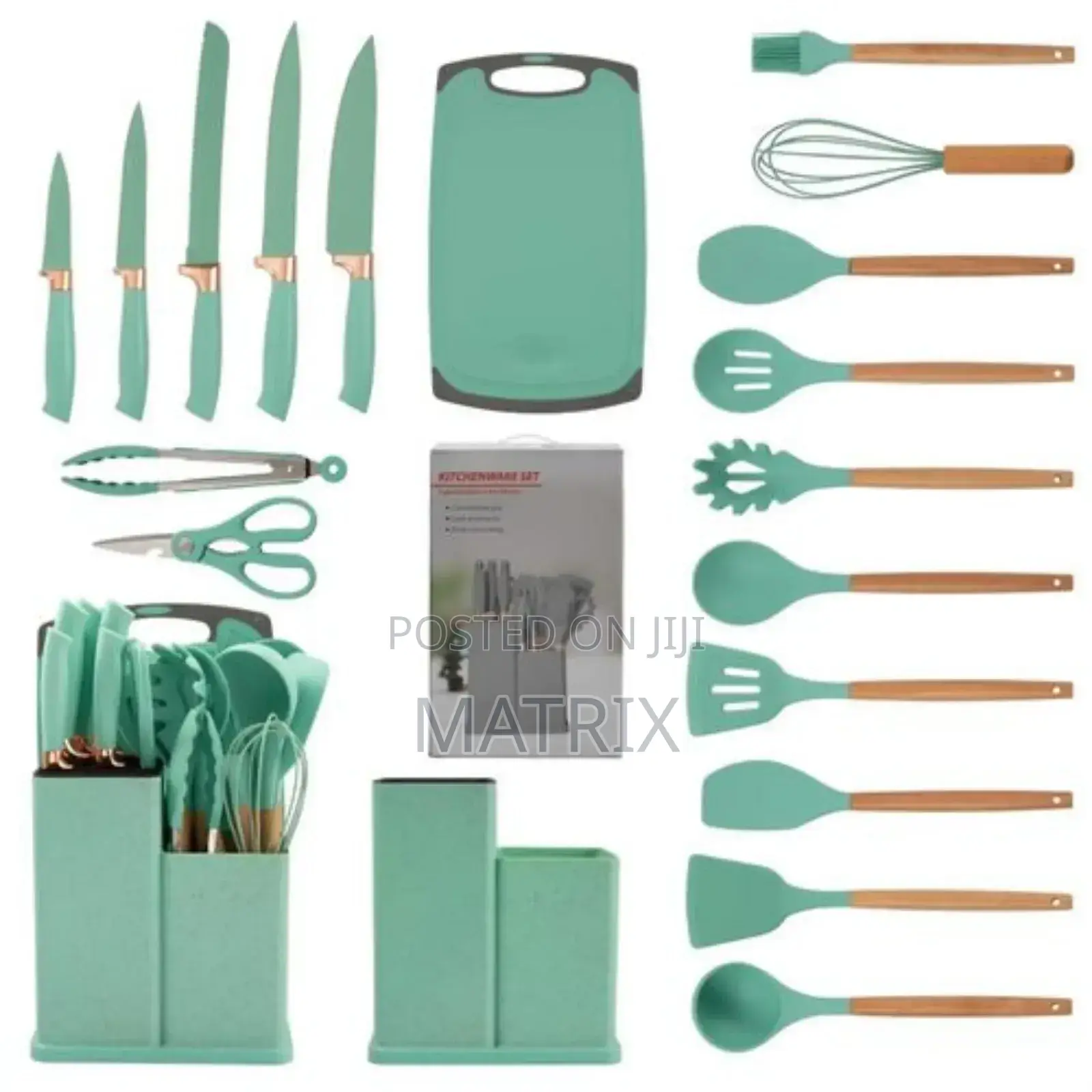 19pcs Kitchen Cooking Utensils and Knife Set