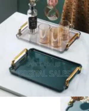 16 Inches Acrylic Serving Tray With Handles Decorative Coffee Table