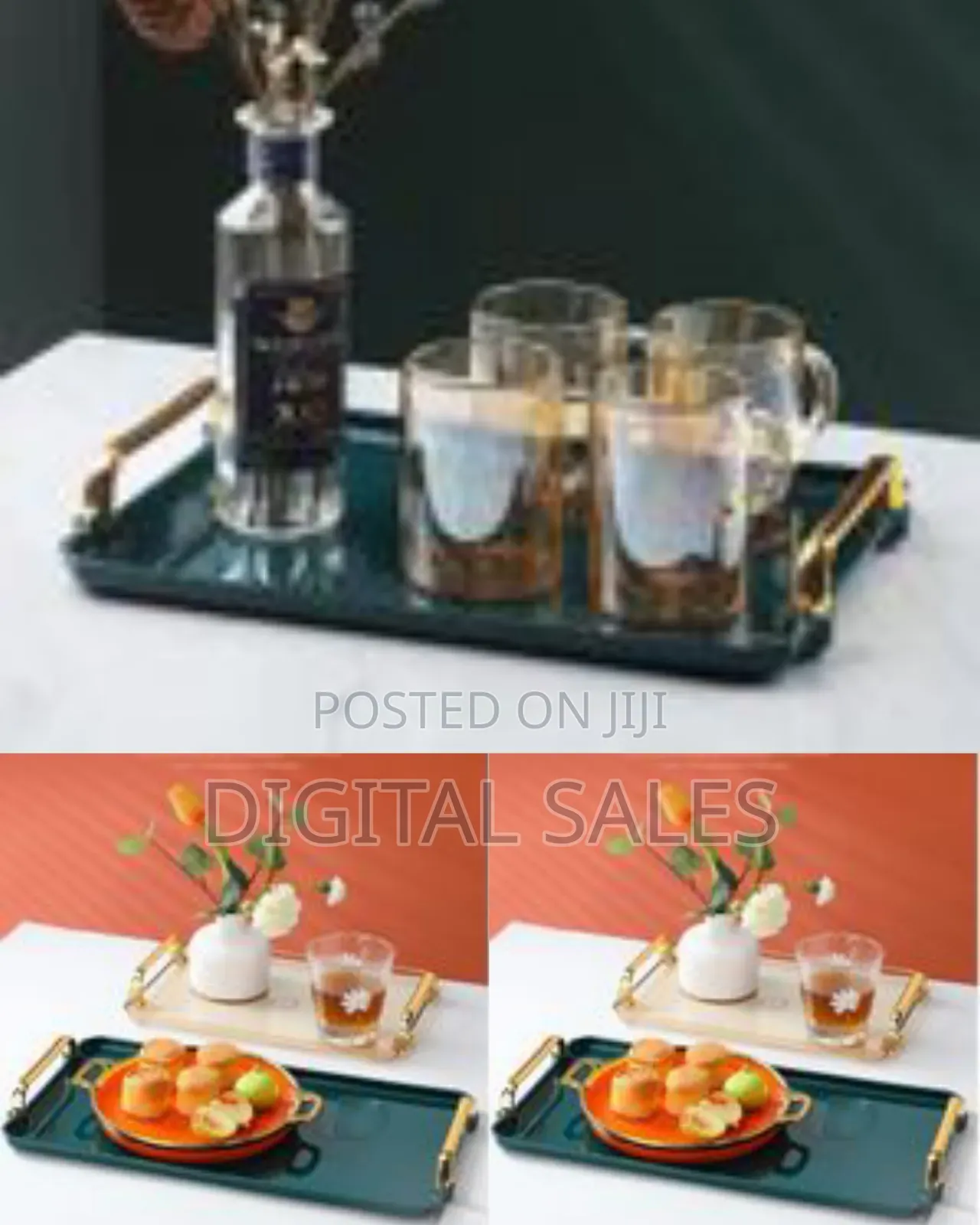 16 Inches Acrylic Serving Tray With Handles Decorative Coffee Table