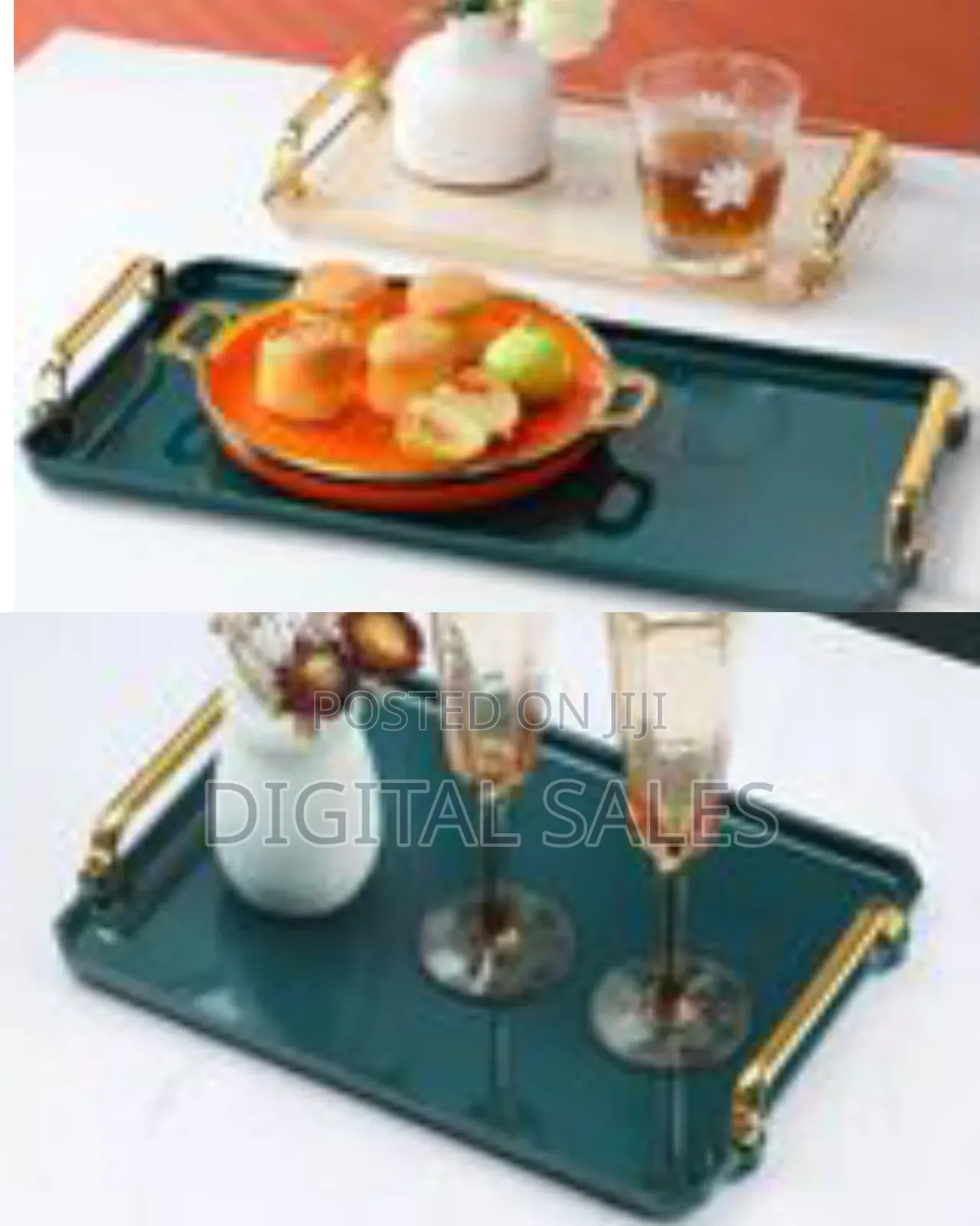 16 Inches Acrylic Serving Tray With Handles Decorative Coffee Table