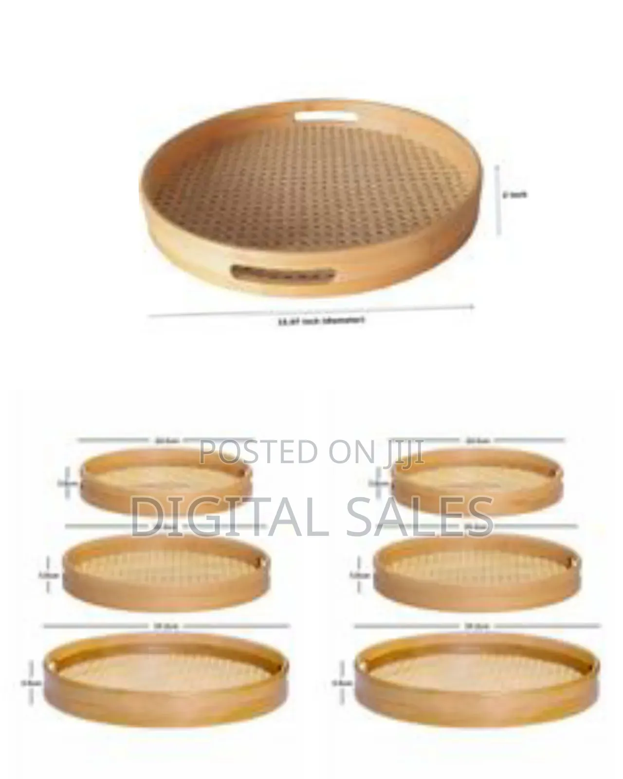 Bamboo Weaving Sieve Wooden Round Serving Tray Set of 3pcs Decoration