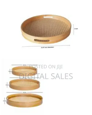 Bamboo Weaving Sieve Wooden Round Serving Tray Set of 3pcs Decoration