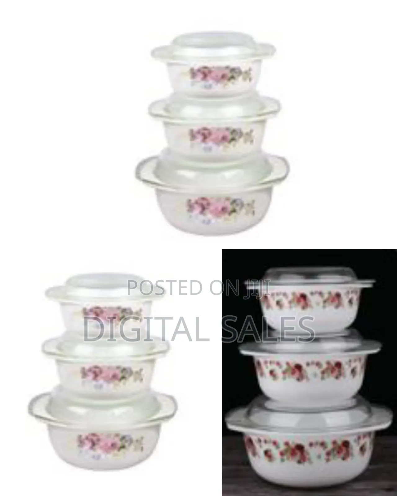 Opal 3 Pc Multi-Print Ceramic Casserole Serving Dishes Bowls