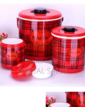 3pc Checked Food Warmer Dishes Thermal Insulation Hot Pot