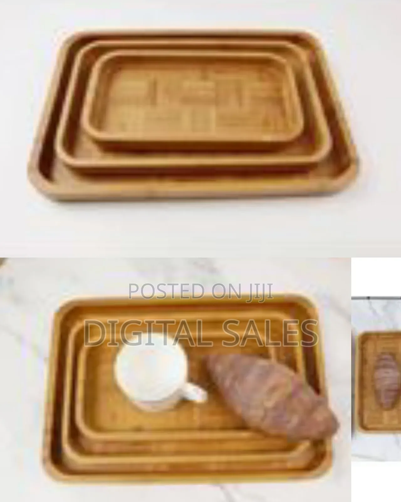 Serving Tray Rectangular Made of Solid Beech Bamboo Wood, Bamboo Bed