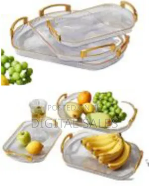 3 Pieces of Rectangle Food Tray Fruit Tea Table Serving Tray Home