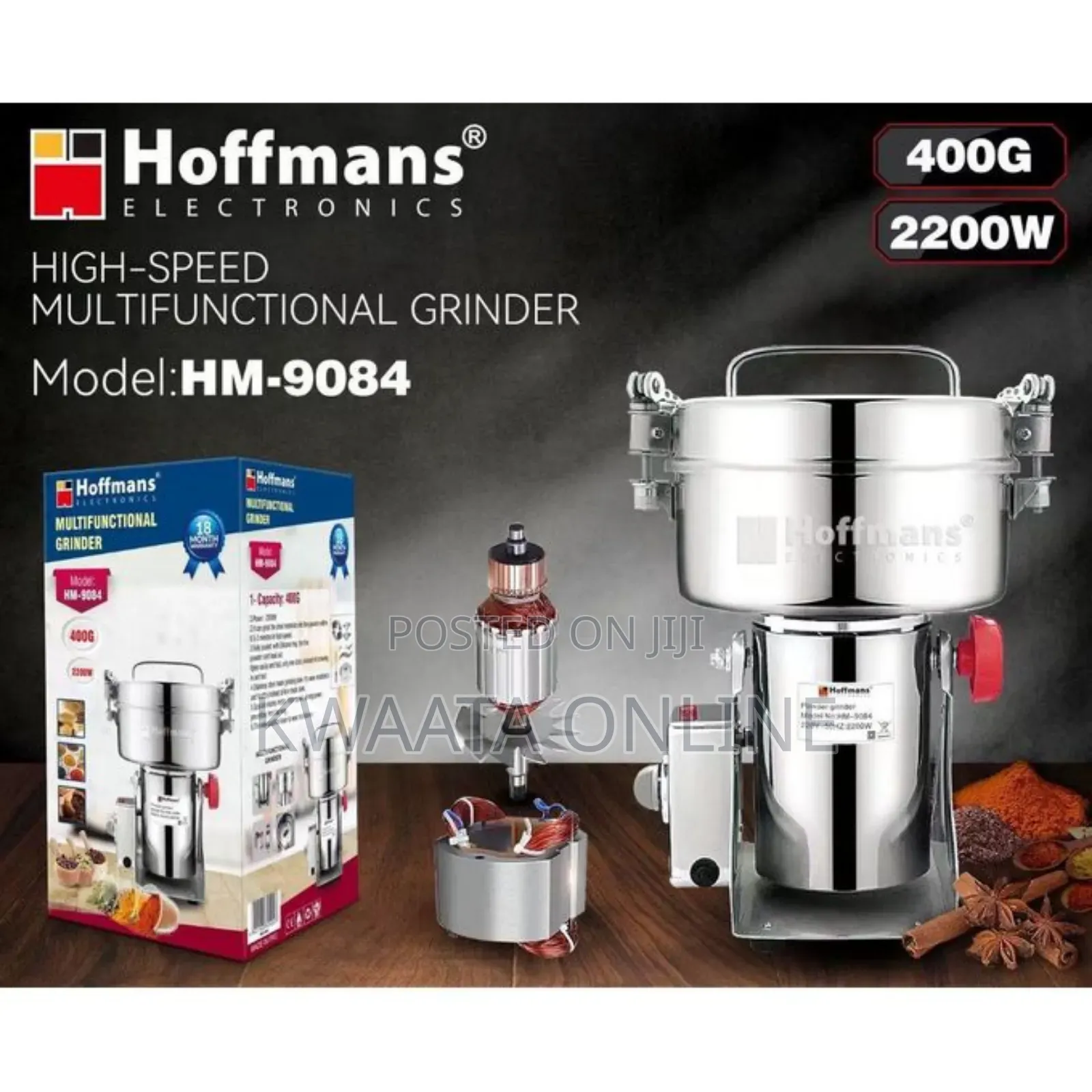 500g Hoffman 2500w Electric High-Speed Multifunctional Grinder Hm-9085