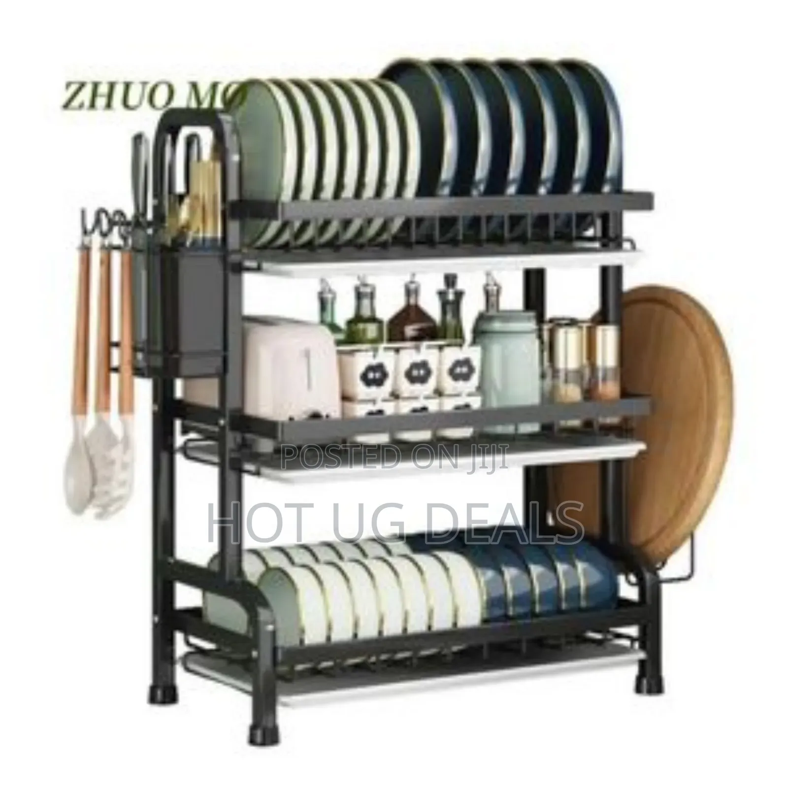 3 Layers Stainless-steel Dish Rack (Not Assembled) - Black