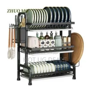 3 Layers Stainless-steel Dish Rack (Not Assembled) - Black