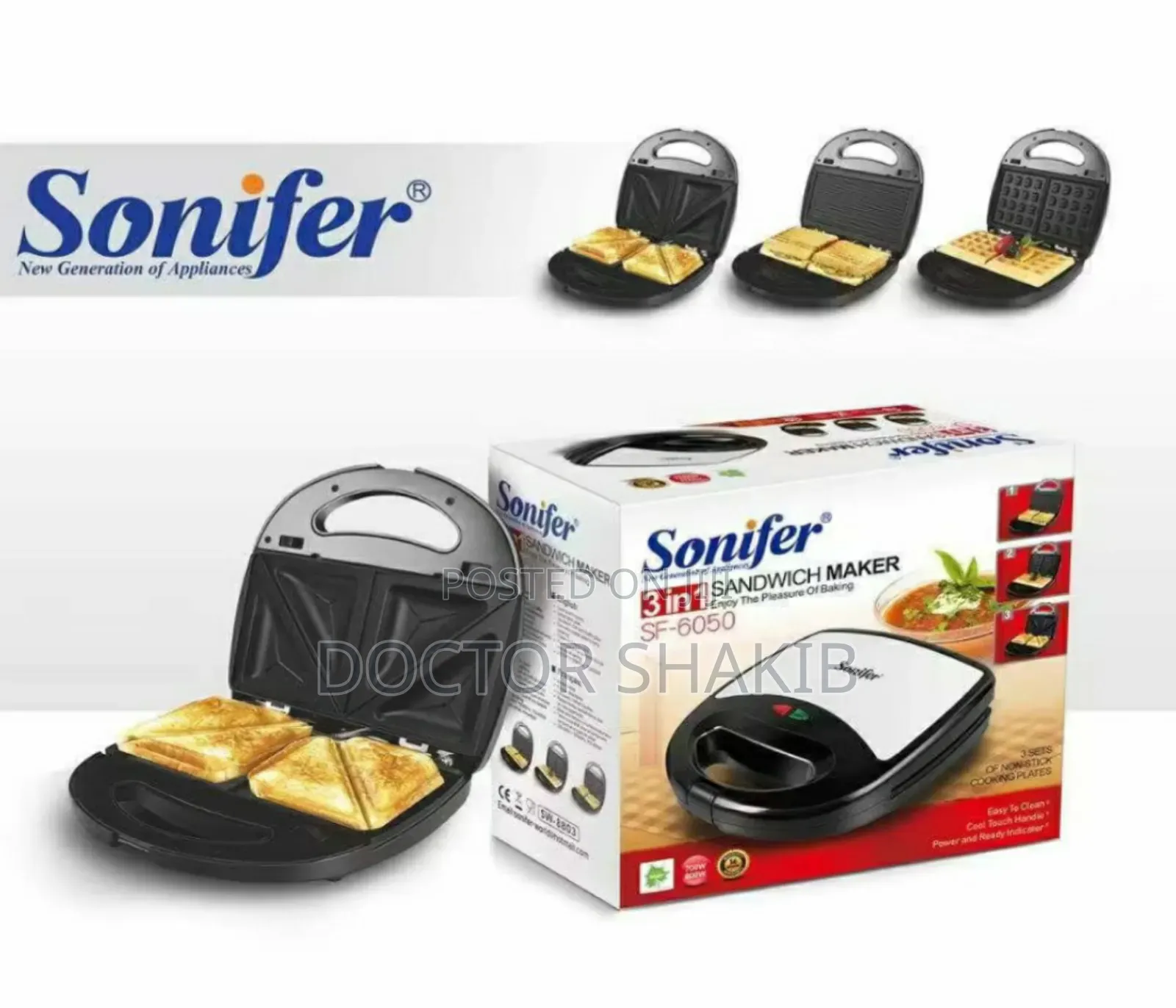 High Performance Sonifer Sf-6050 3-in-1 Sandwich Maker.