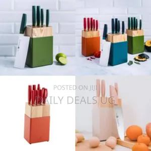 6-Piece Kitchen Scissor and Knife Set With Wooden Storage Block