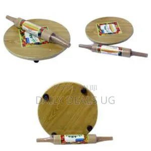 Chapati Rolling Board/Cutting Board With a Rolling Pin, Brown