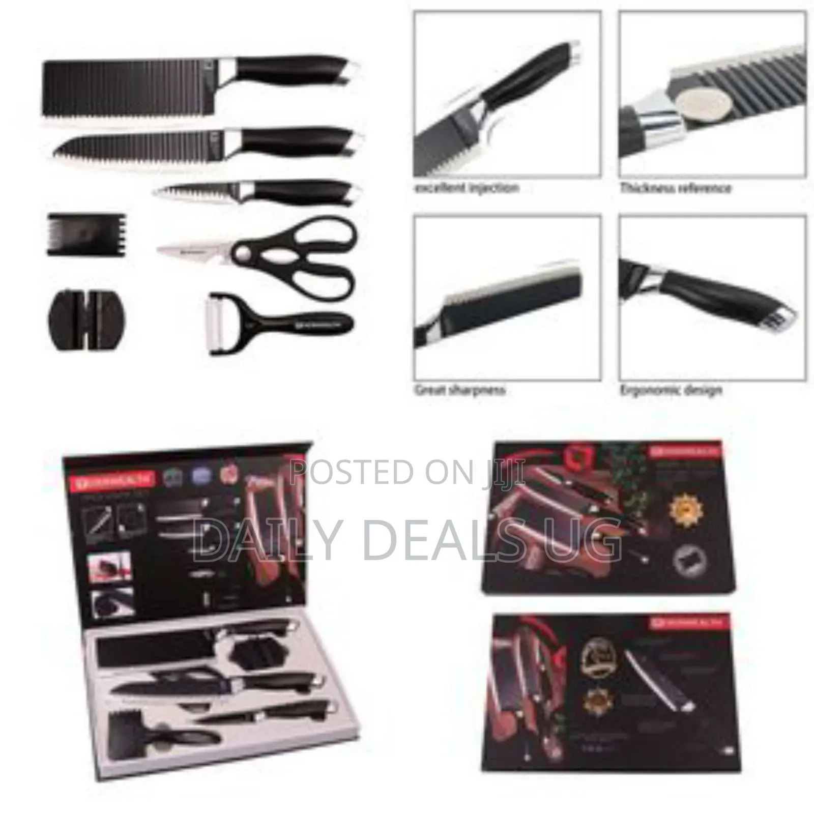 7 Pieces of Kitchen Non-Stick Coating Knife Set -Black