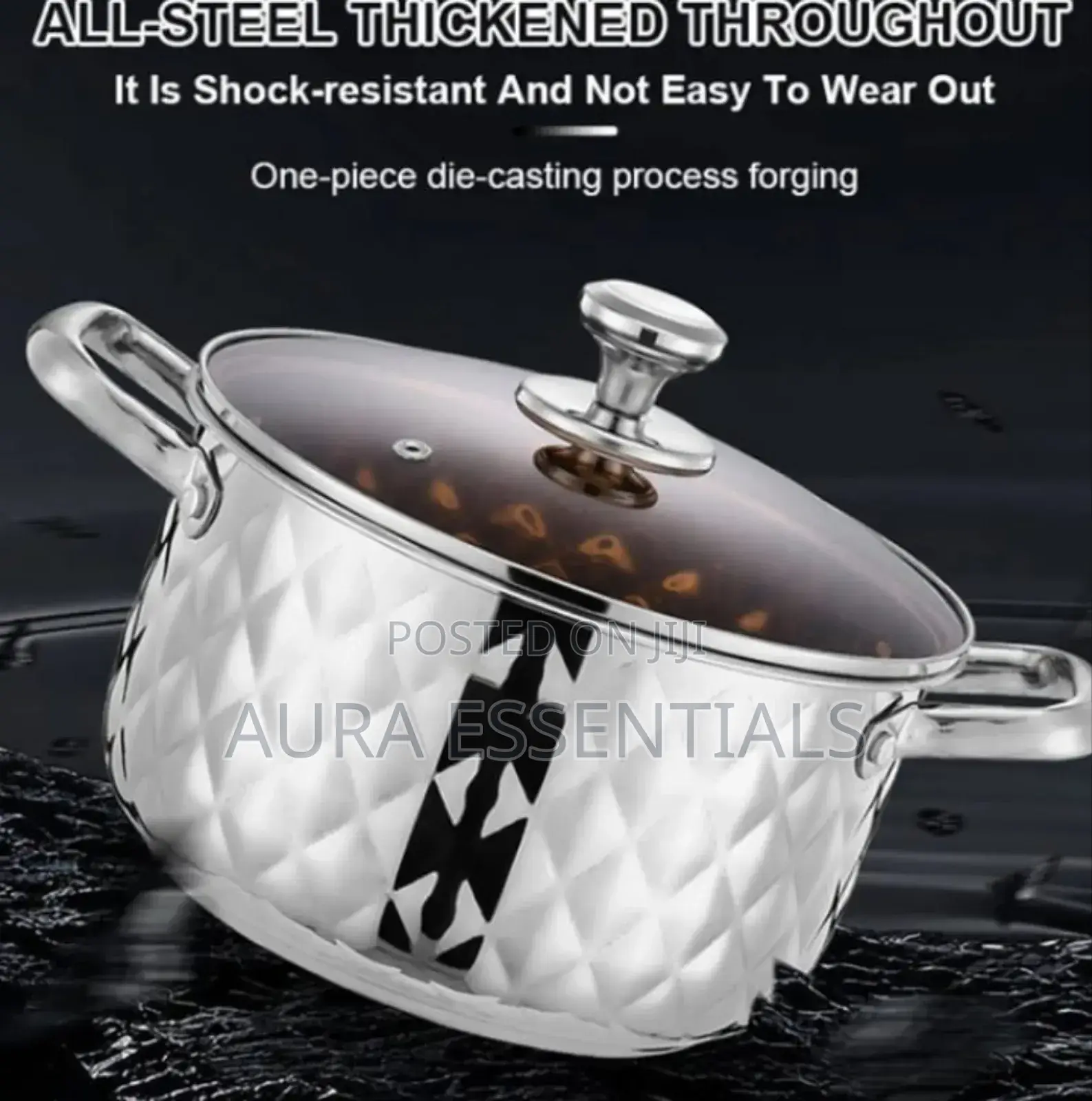 Stainless Steel Diamond Pattern Cookware Set With Lids