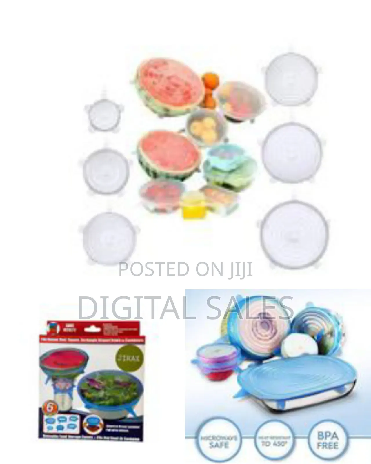 Silicone Stretch Seal Lids 6 Pieces Food Covers White Bpa-Free