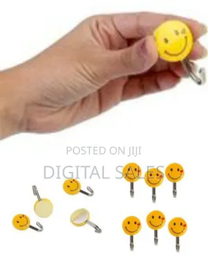 Self Adhesive Smiley Wall Steel Hooks Strong Wall Sticker Holder Door