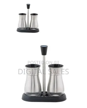 2 Pc Steel and Glass Pepper and Salt Shaker Set