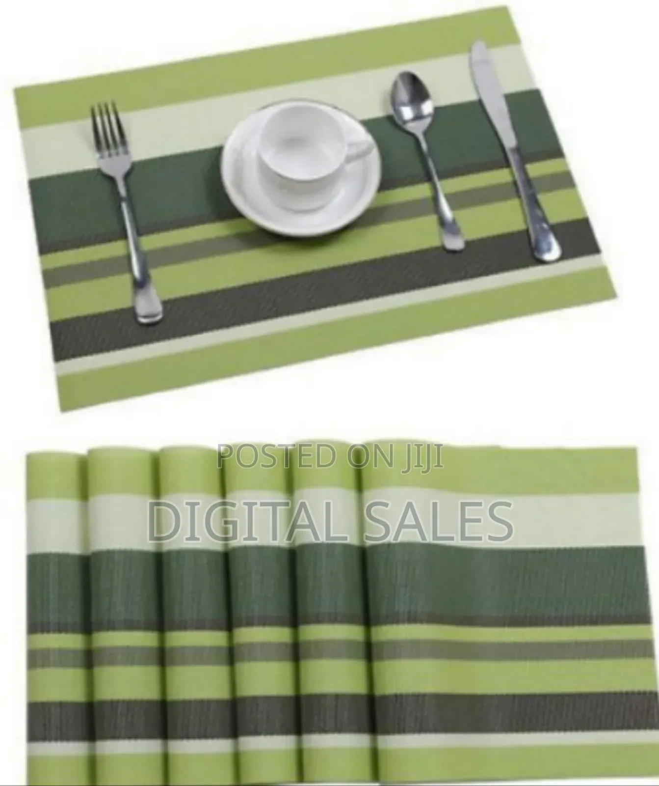 6 Pieces of Placemats Table Mats With a Runner - Green