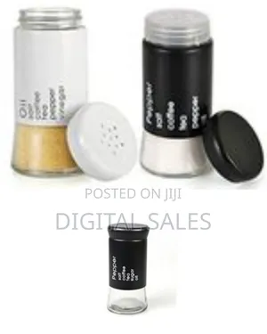 2 Pc Steel and Glass Pepper and Salt Shaker Set-Black White