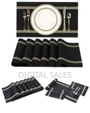 Woven Vinyl Placemats and Table Runner Sets PVC Non Slip Heat Resistan