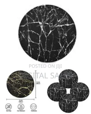 2 Sided 6pc Marble Design Round Placemats Dining Table Mats