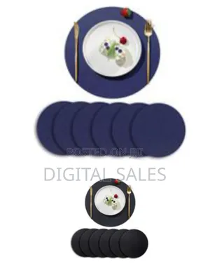 6pack Faux Leather Placemats Set, Round Pu Dinning Table Mats, Wipeabl