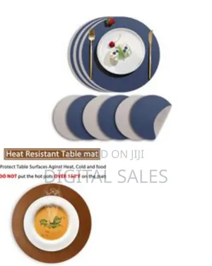 6pack Faux Leather Placemats Set, Round Pu Dinning Table Mats, Wipeabl