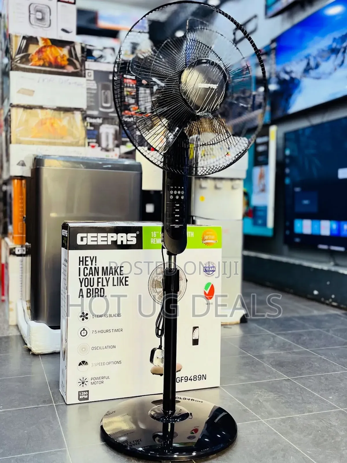 Geepas 16" Stand Fan With Remote Control - Multicolor