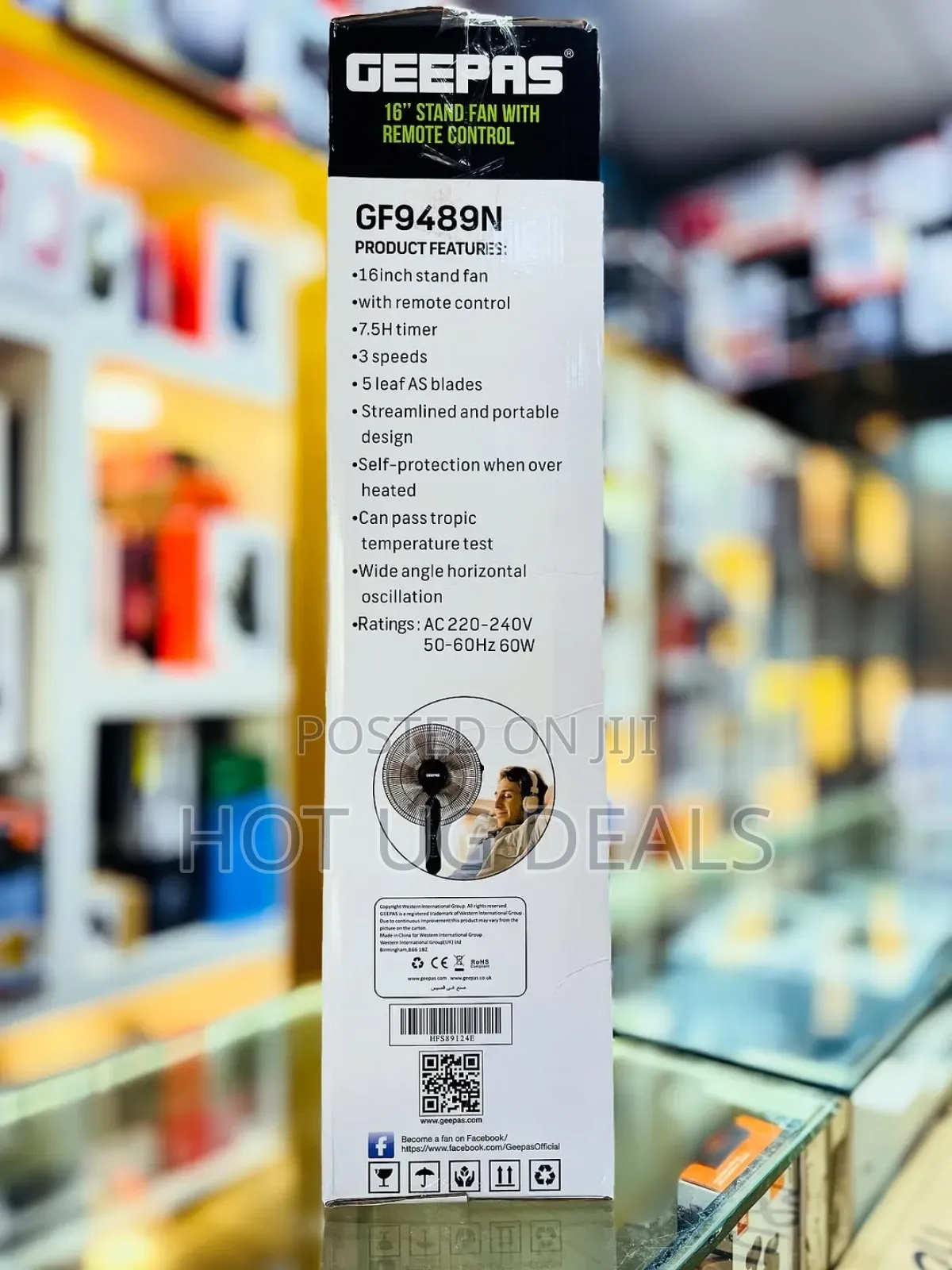 Geepas 16" Stand Fan With Remote Control - Multicolor