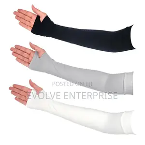 1 Pair Cycling Arm Sleeves Sun Uv Protection Long Fingerless Gloves