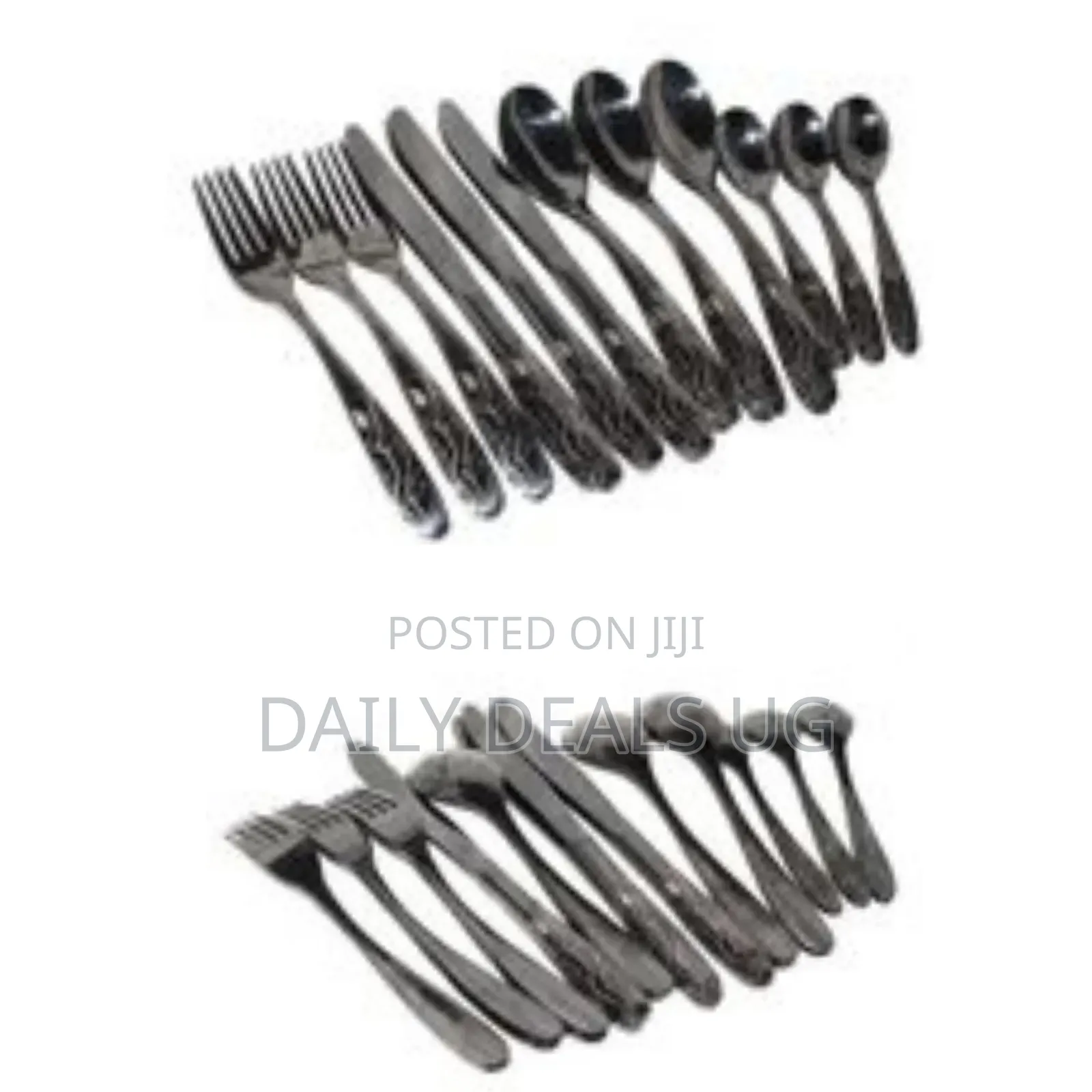 24pcs Cutlery (Forks,Spoons Knives) - Black
