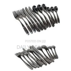24pcs Cutlery (Forks,Spoons Knives) - Black