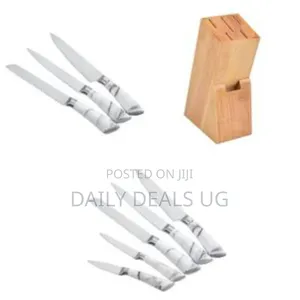 Kitchen Block Set, Marble Covered 7 Piece Knives Set Professional