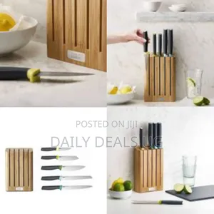 Elevate Knife Set With Slimline Bamboo Block Japanese Stainless Steel