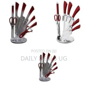 9 Piece Stainless Steel Rotating Stand Kitchen Knife Set With a File