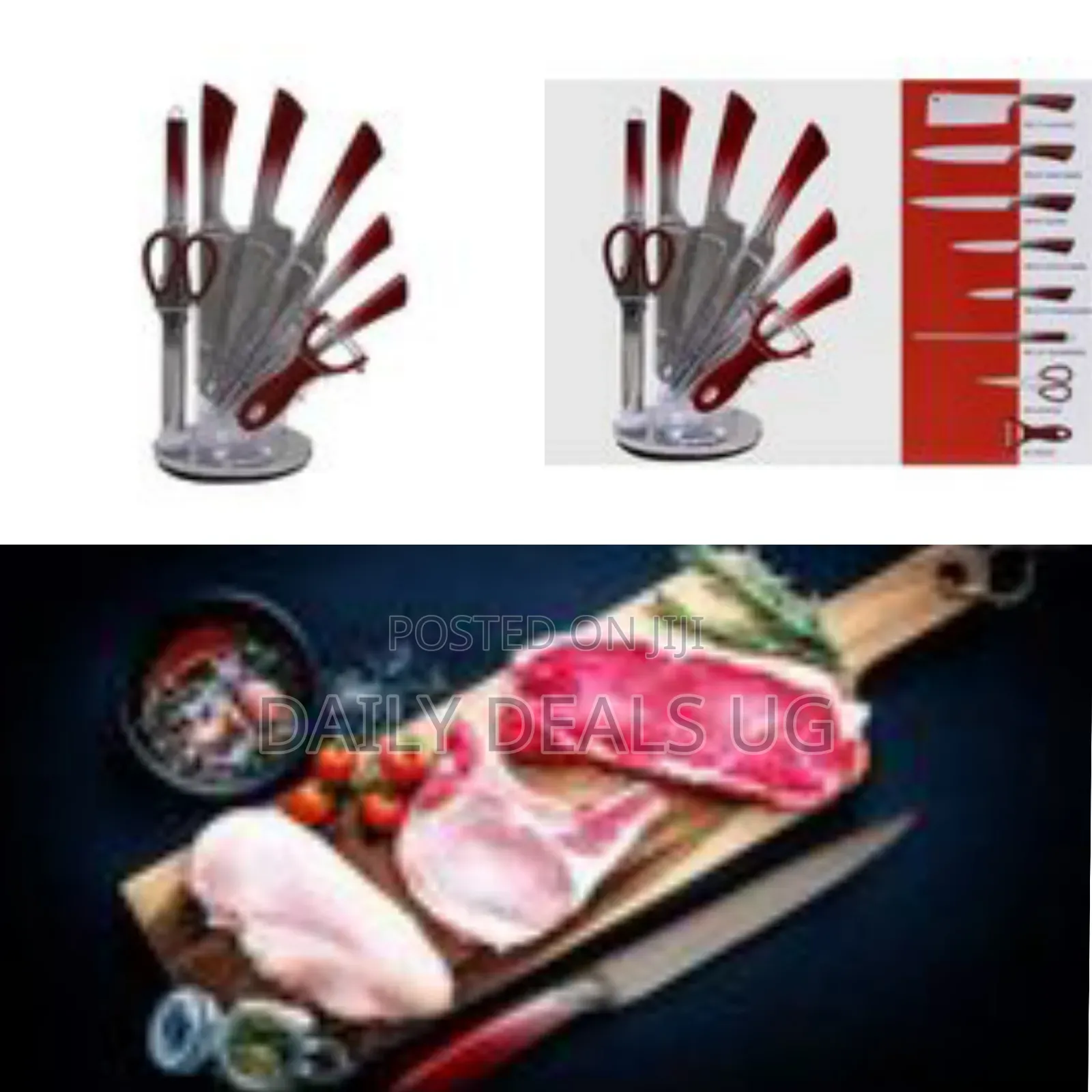 9 Piece Stainless Steel Rotating Stand Kitchen Knife Set With a File