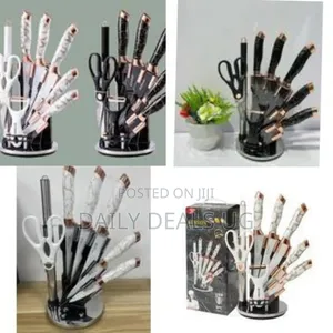 9 Pieces of Stainless Steel Kitchen Cooking Knives Set Chef Block Set