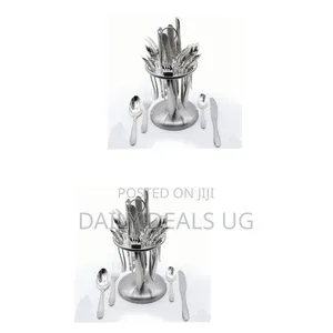 24 PCS Plain Dinner Cutlery (Forks,Spoons Knives) With a Stand