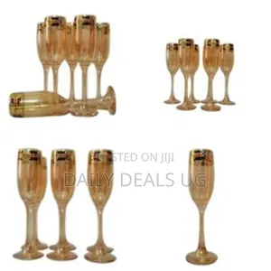 Gold Lead-Free Juice, Wine Glasses- 6 Pieces,Brown