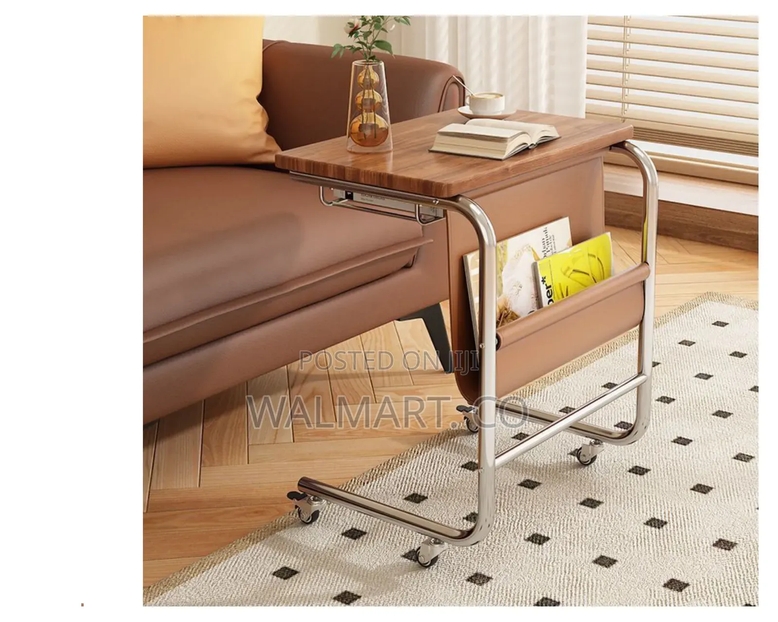 C Shaped Rolling Side Table