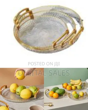 3 Pieces of Round Food Tray Fruit Tea Table Serving Tray Home Desktop