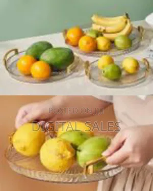 3 Pieces of Round Food Tray Fruit Tea Table Serving Tray Home Desktop