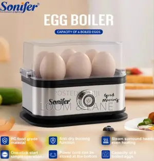 Sonifer Sf-1510 Mini Electric Egg Cooker, a Fast 6-Egg Steamer Boiler